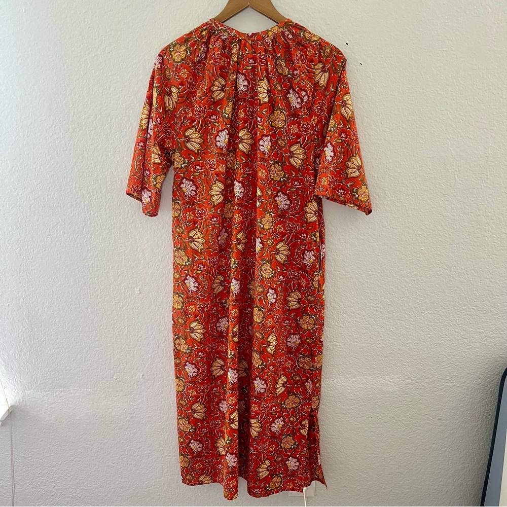 Vibrant Orange Floral Midi Dress - Picture 12 of 14